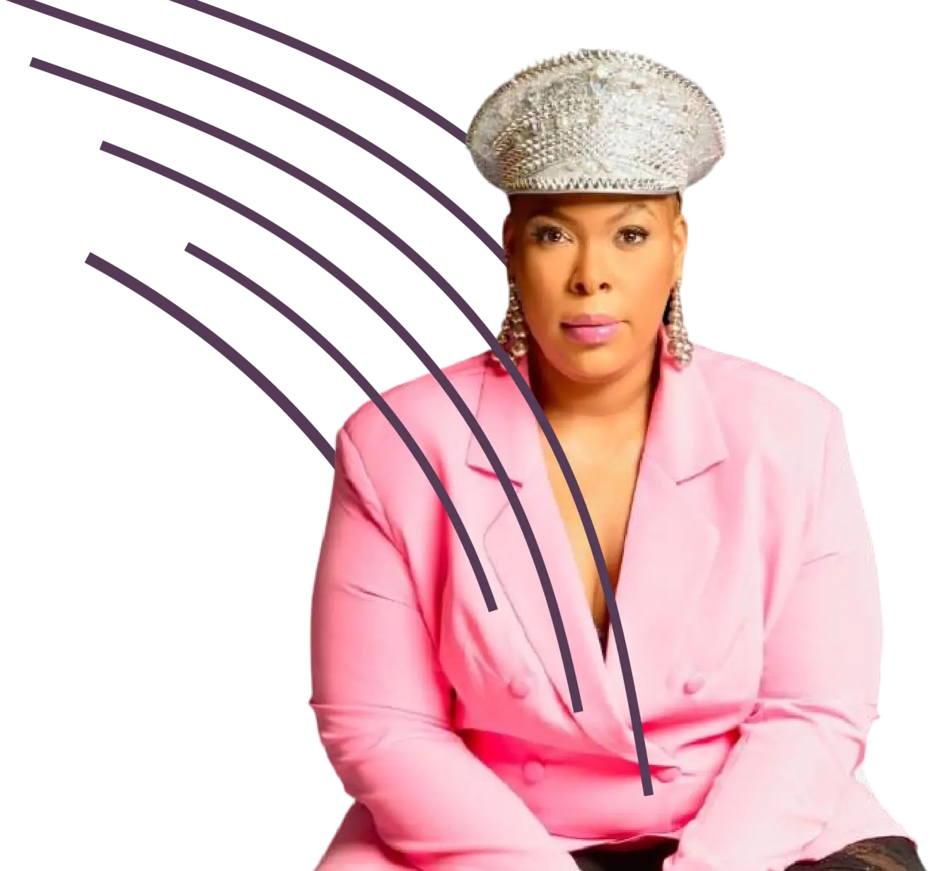 Shawna Stepp-Jones, founder of Spundle, smiling in a pink suit and sequined cap